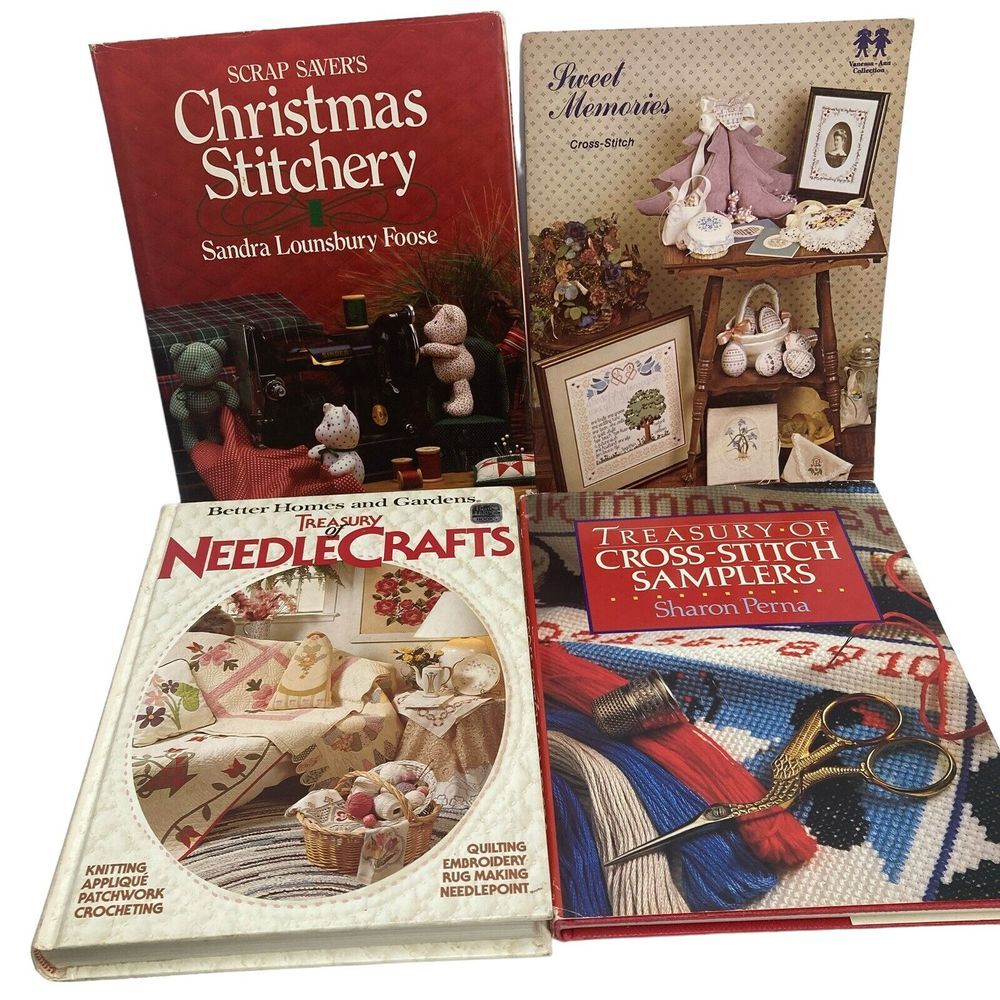 4 Cross Stitch Pattern Books Treasury Christmas Stitchery Needlecrafts‎ crafts